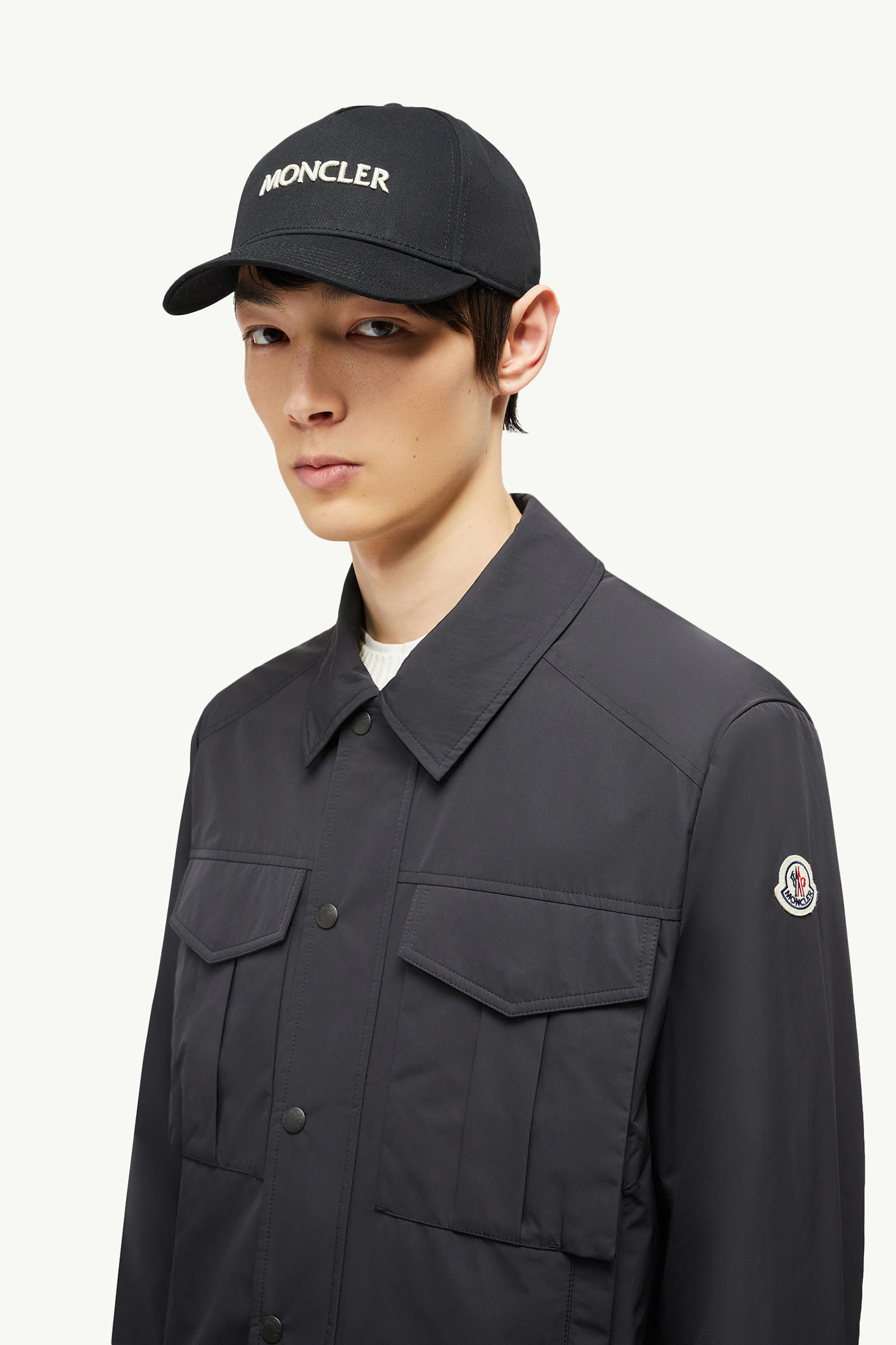 Embroidered Logo Gabardine Baseball Cap Men Black Moncler 1