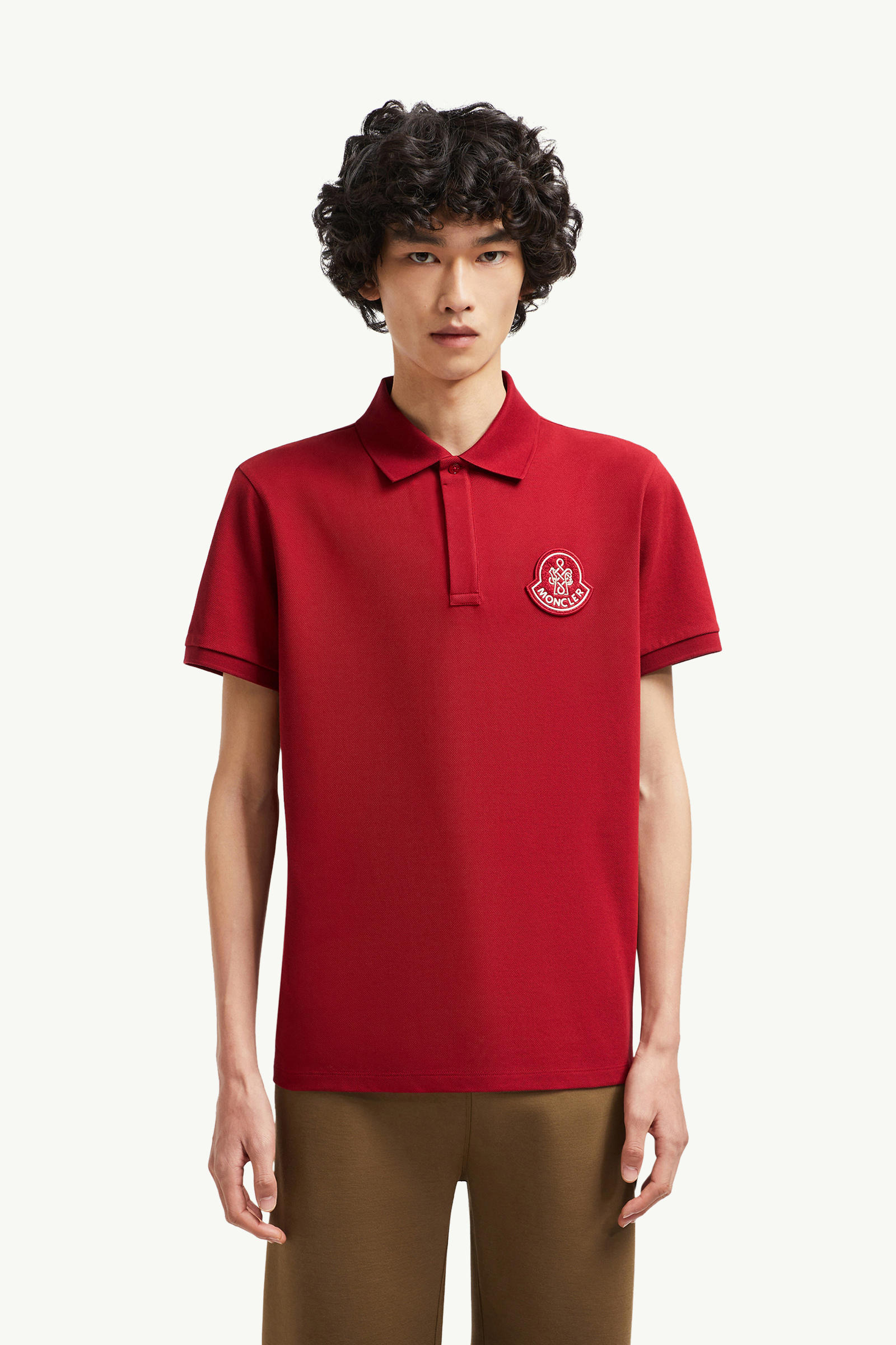 Year of the Snake Patch Cotton Piquet Polo Shirt Men Red Moncler 3