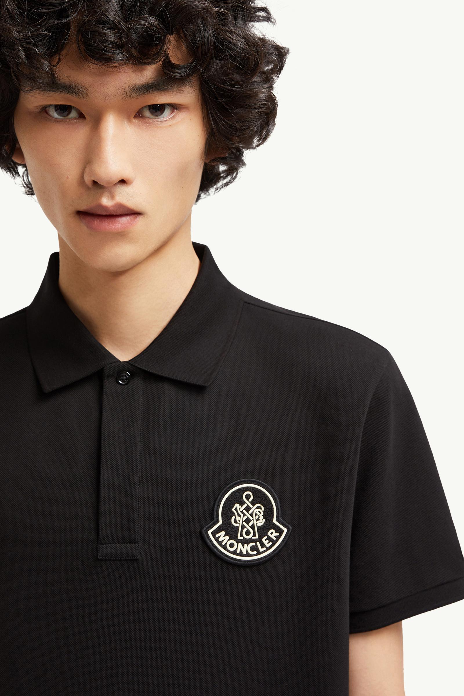Year of the Snake Patch Cotton Piquet Polo Shirt Men Black Moncler 1