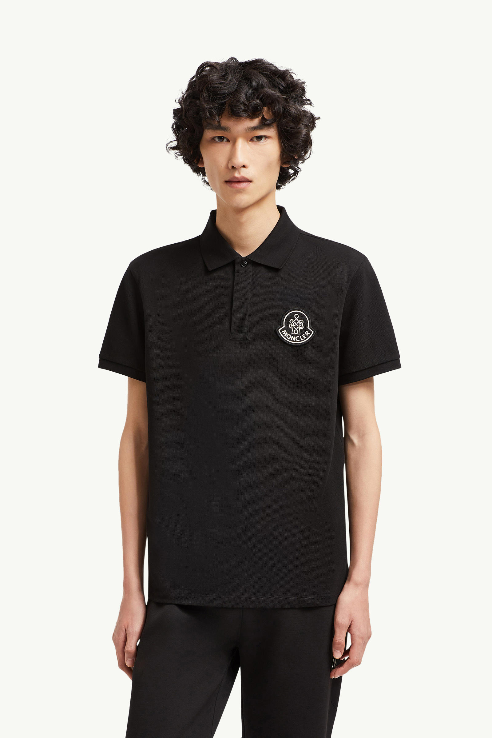 Year of the Snake Patch Cotton Piquet Polo Shirt Men Black Moncler 3
