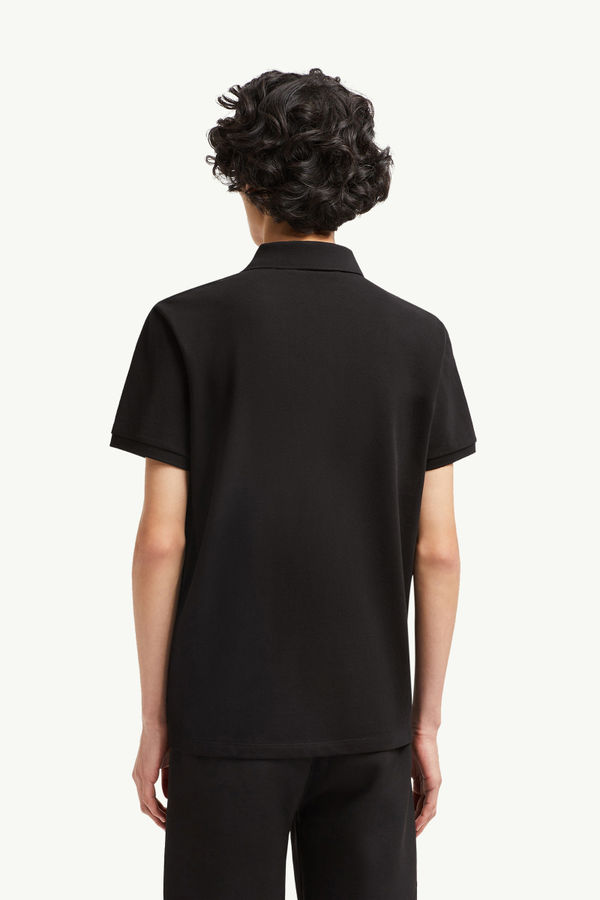 Year of the Snake Patch Cotton Piquet Polo Shirt Men Black Moncler 4
