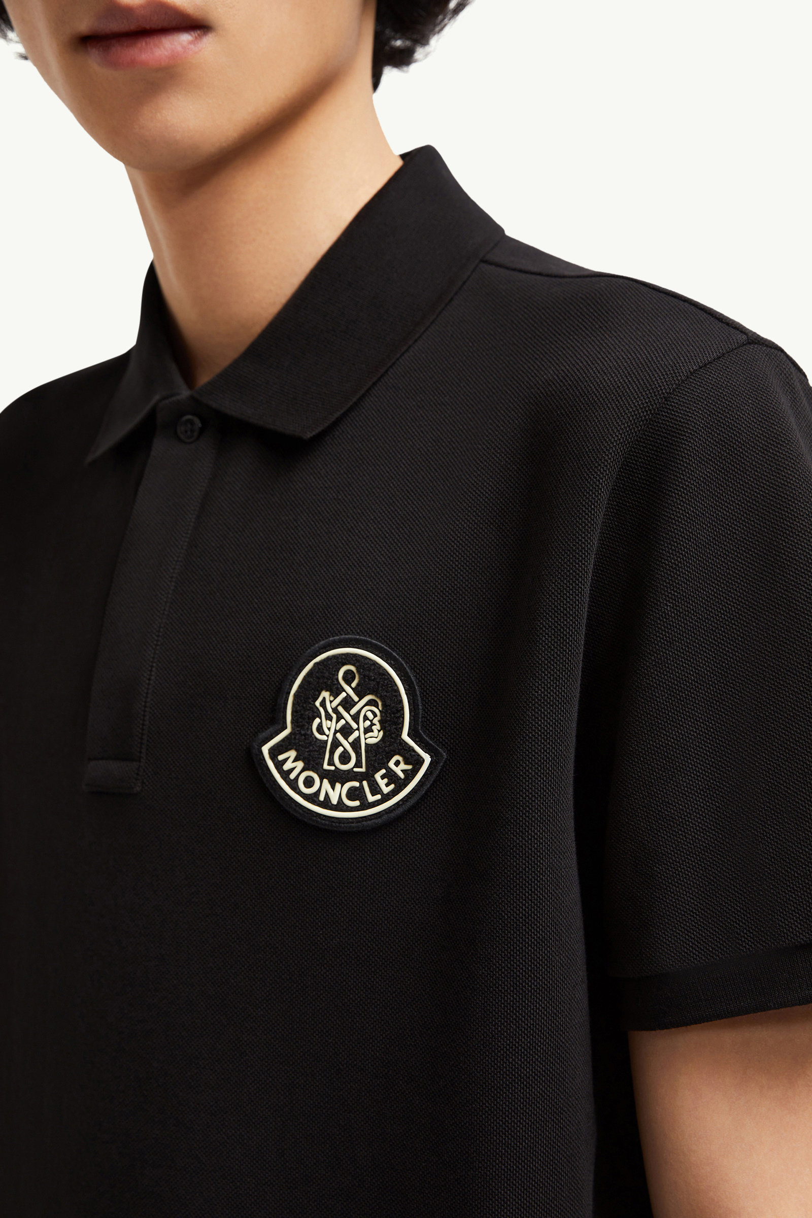 Year of the Snake Patch Cotton Piquet Polo Shirt Men Black Moncler 5