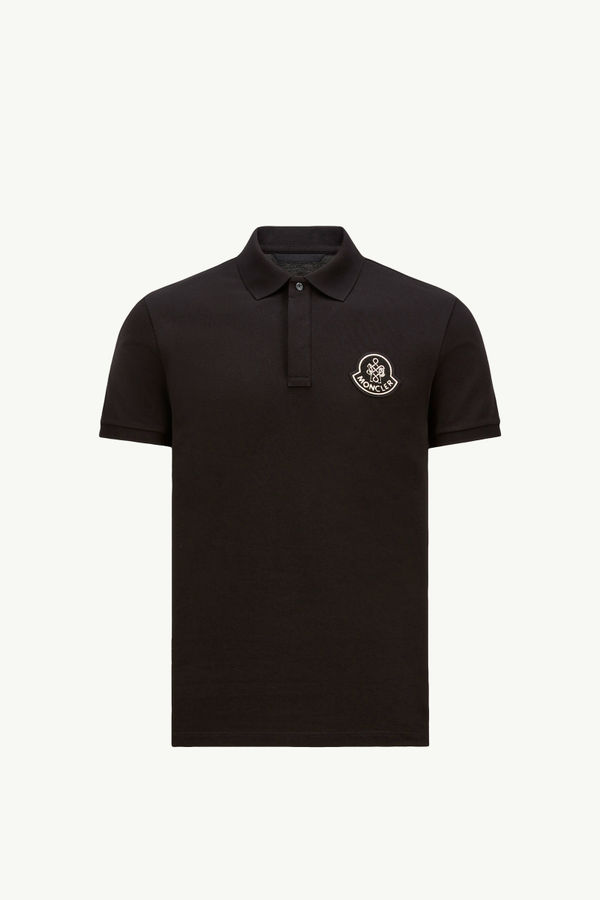 Year of the Snake Patch Cotton Piquet Polo Shirt Men Black Moncler 2