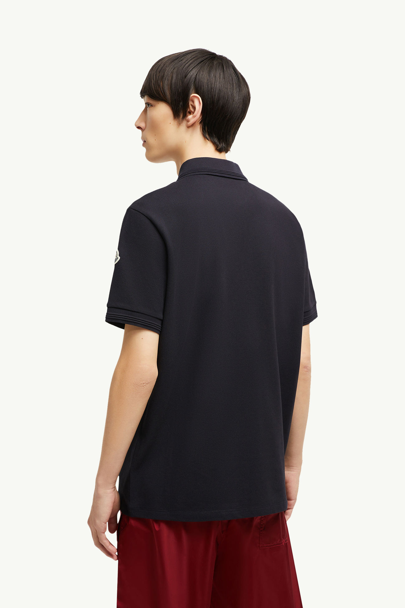 Tricolour Trim Cotton Piquet Polo Shirt Men Dark Blue Moncler 4