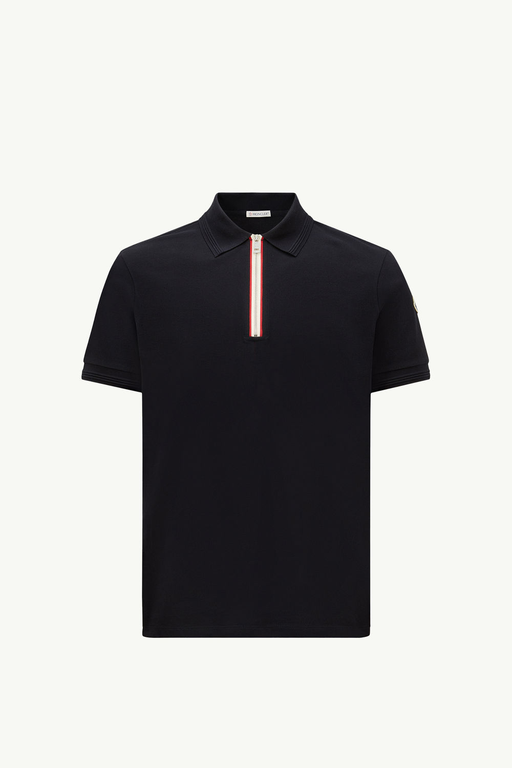 Polo en piqué de coton à bordure tricolore Hommes Bleu foncé Moncler 2
