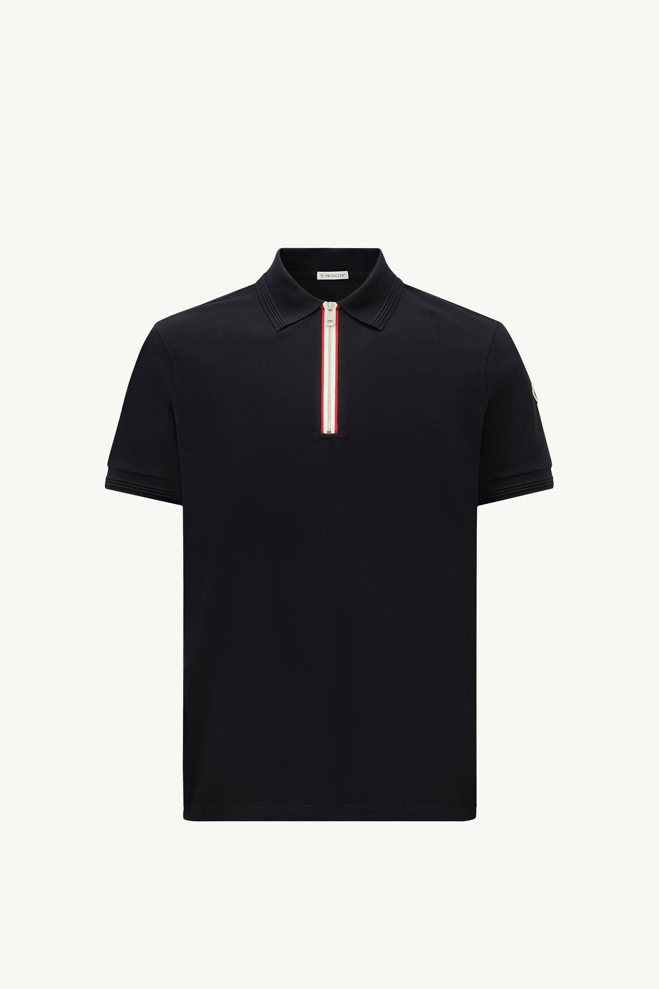Tricolour Trim Cotton Piquet Polo Shirt Men Dark Blue Moncler 2
