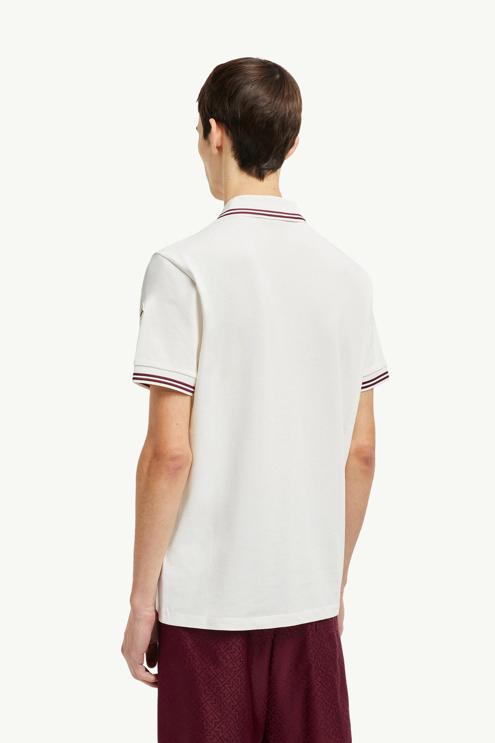 Striped Trim Cotton Piquet Polo Shirt Men White Moncler 4