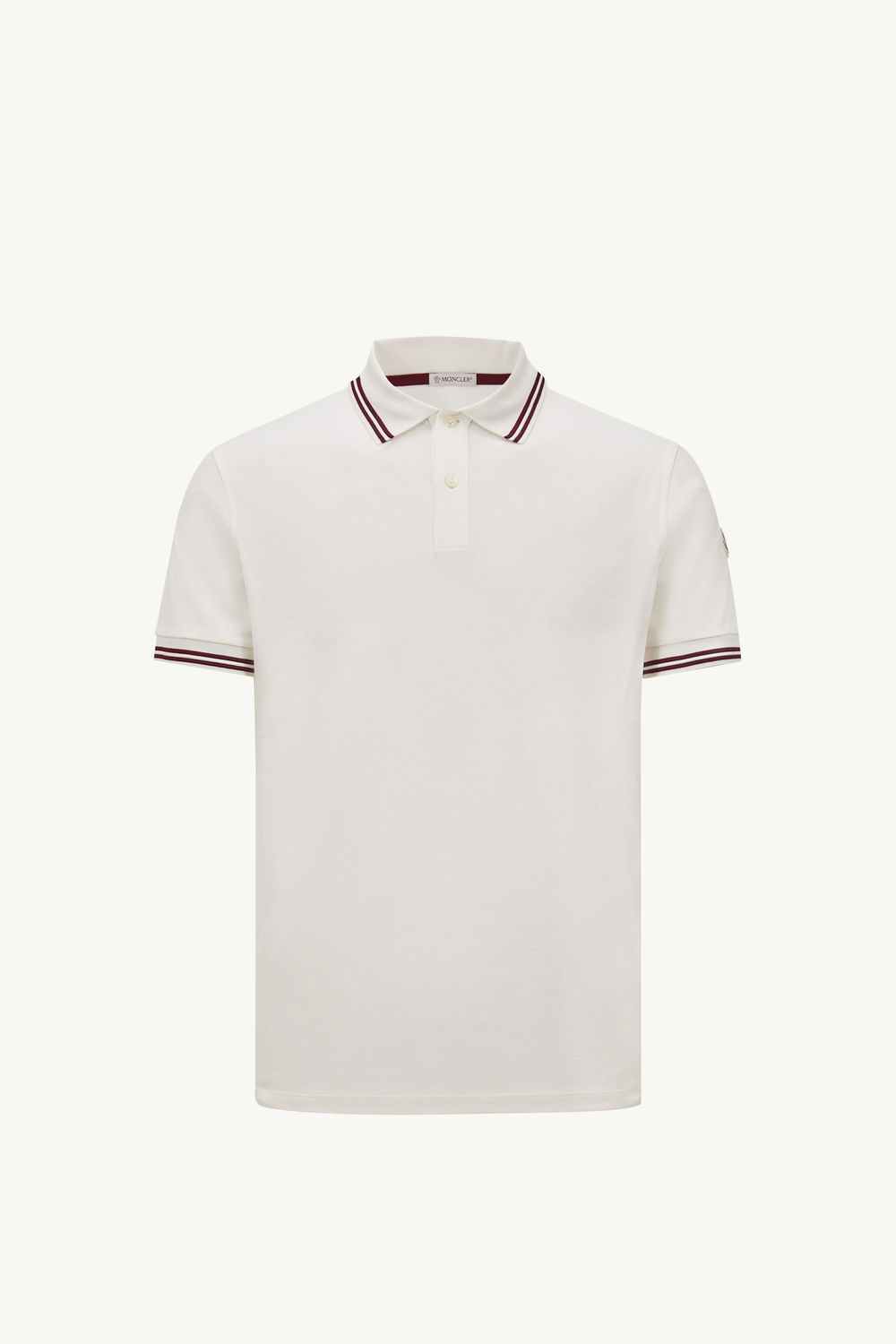 Striped Trim Cotton Piquet Polo Shirt Men White Moncler 2
