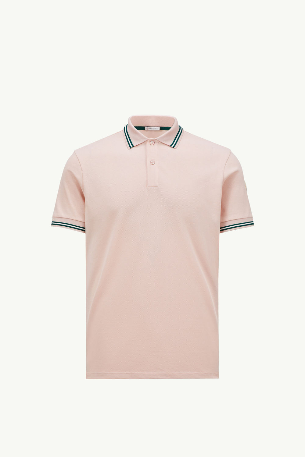 Polo en piqué de coton à bordure rayée Hommes Rose Clair Moncler 2