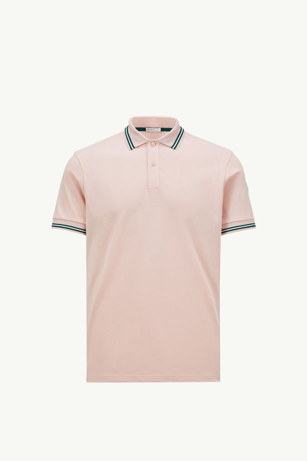 條紋飾邊珠地棉Polo恤 男士 淺粉紅色 Moncler 2