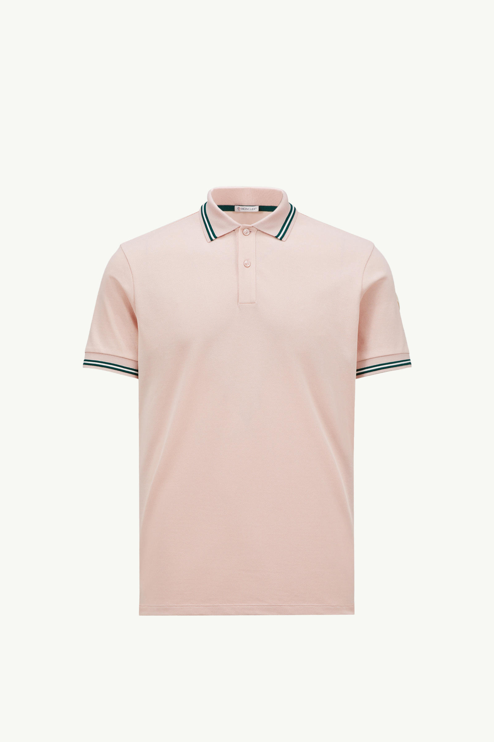 條紋飾邊珠地棉Polo恤 男士 淺粉紅色 Moncler 2