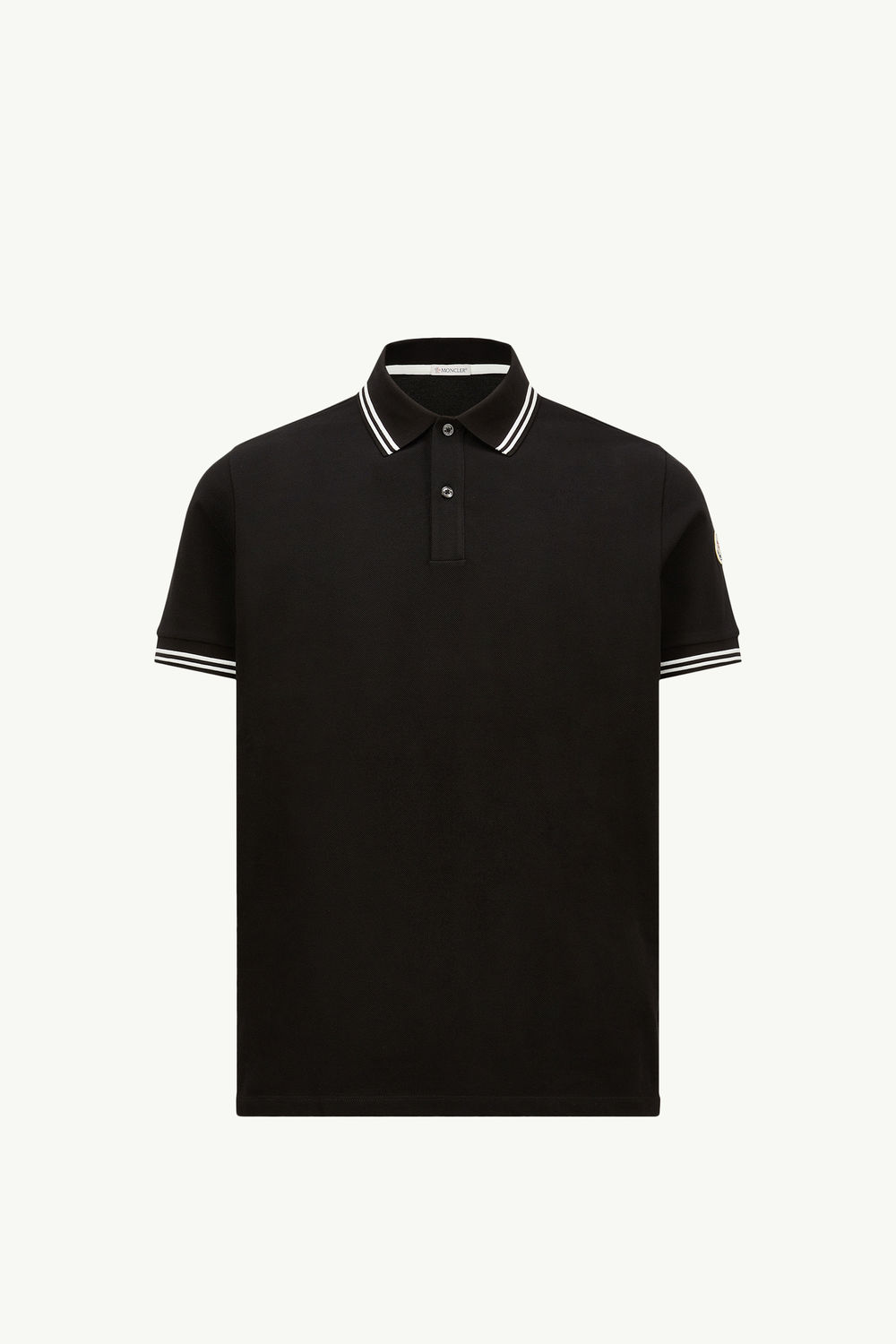Striped Trim Cotton Piquet Polo Shirt Men Black Moncler 2