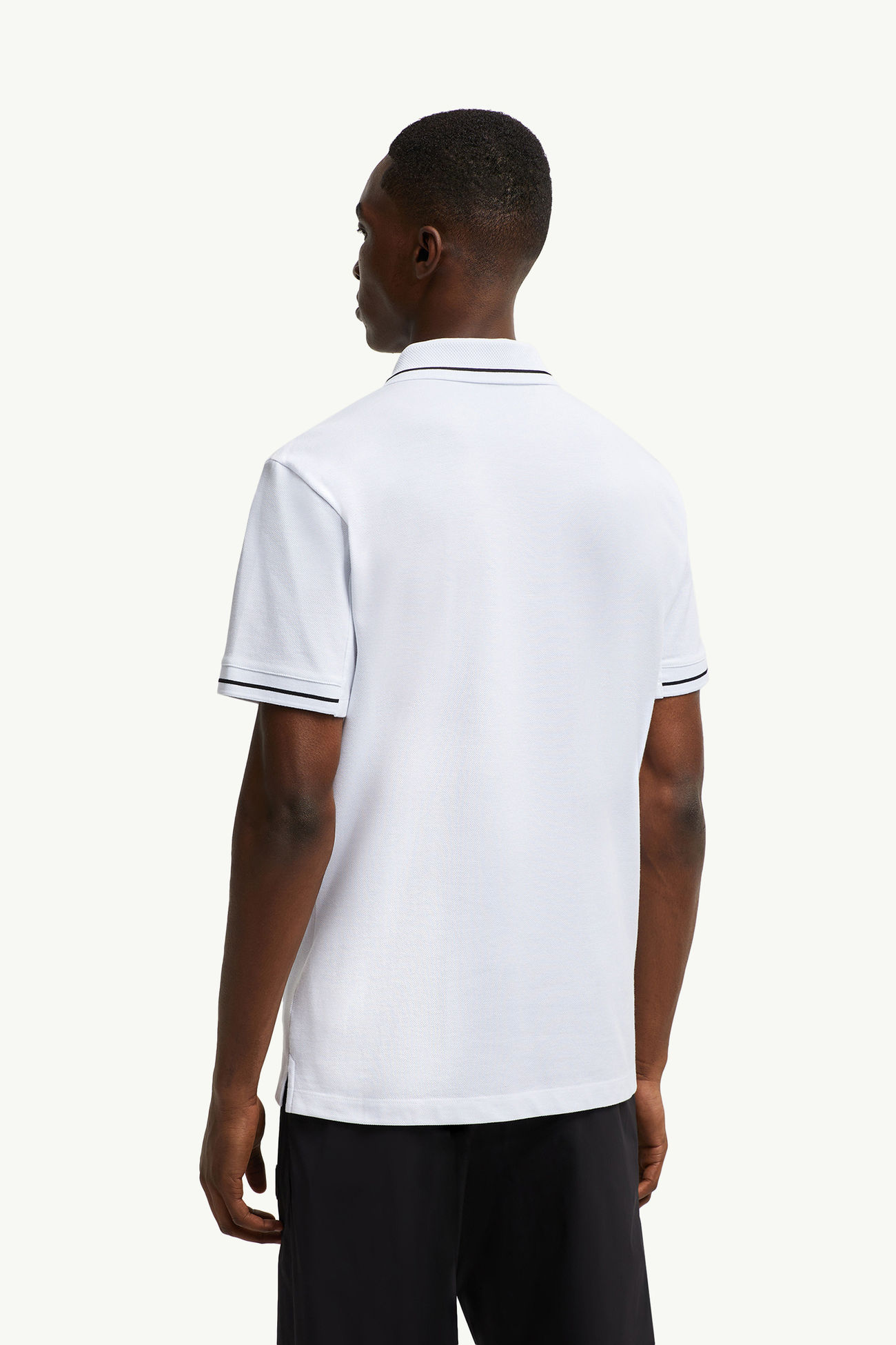 Logo Patch Cotton Polo Shirt Men Optical White Moncler 4