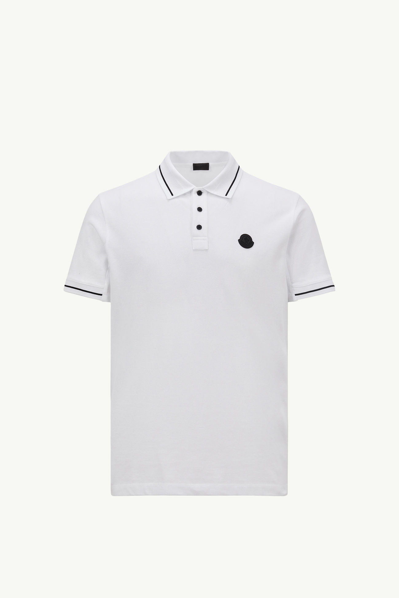 Logo Patch Cotton Polo Shirt Men Optical White Moncler 2