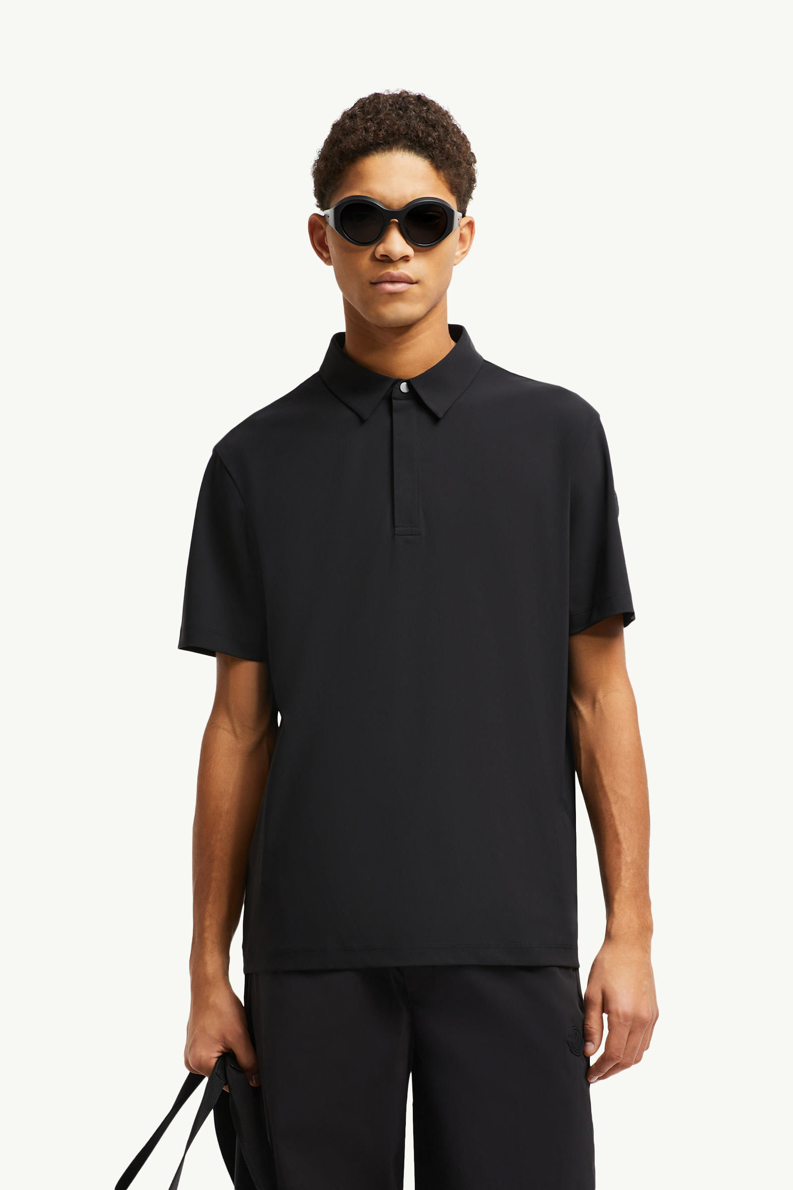 Logo Patch Polo Shirt Men Black Moncler 0