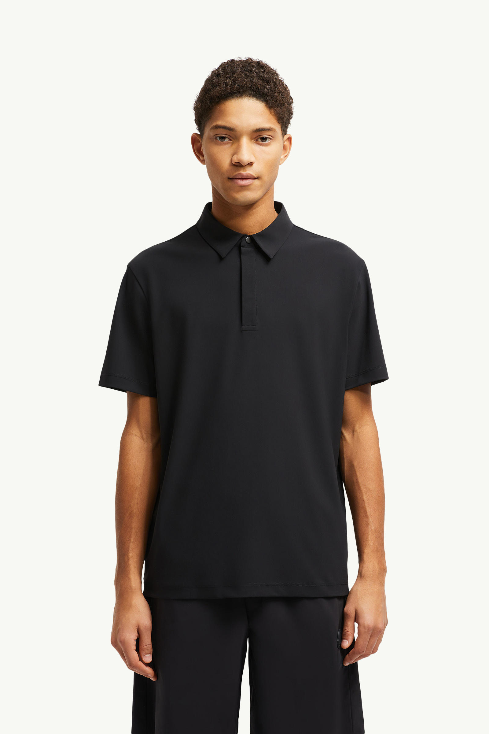 Logo Patch Polo Shirt Men Black Moncler 3