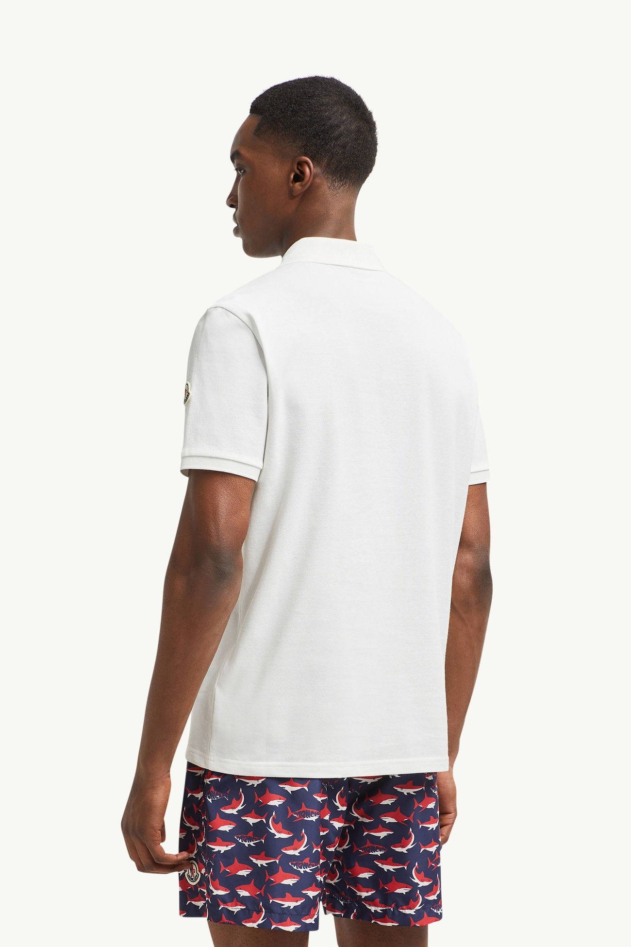 Shark Patch Cotton Piquet Polo Shirt Men White Moncler 4