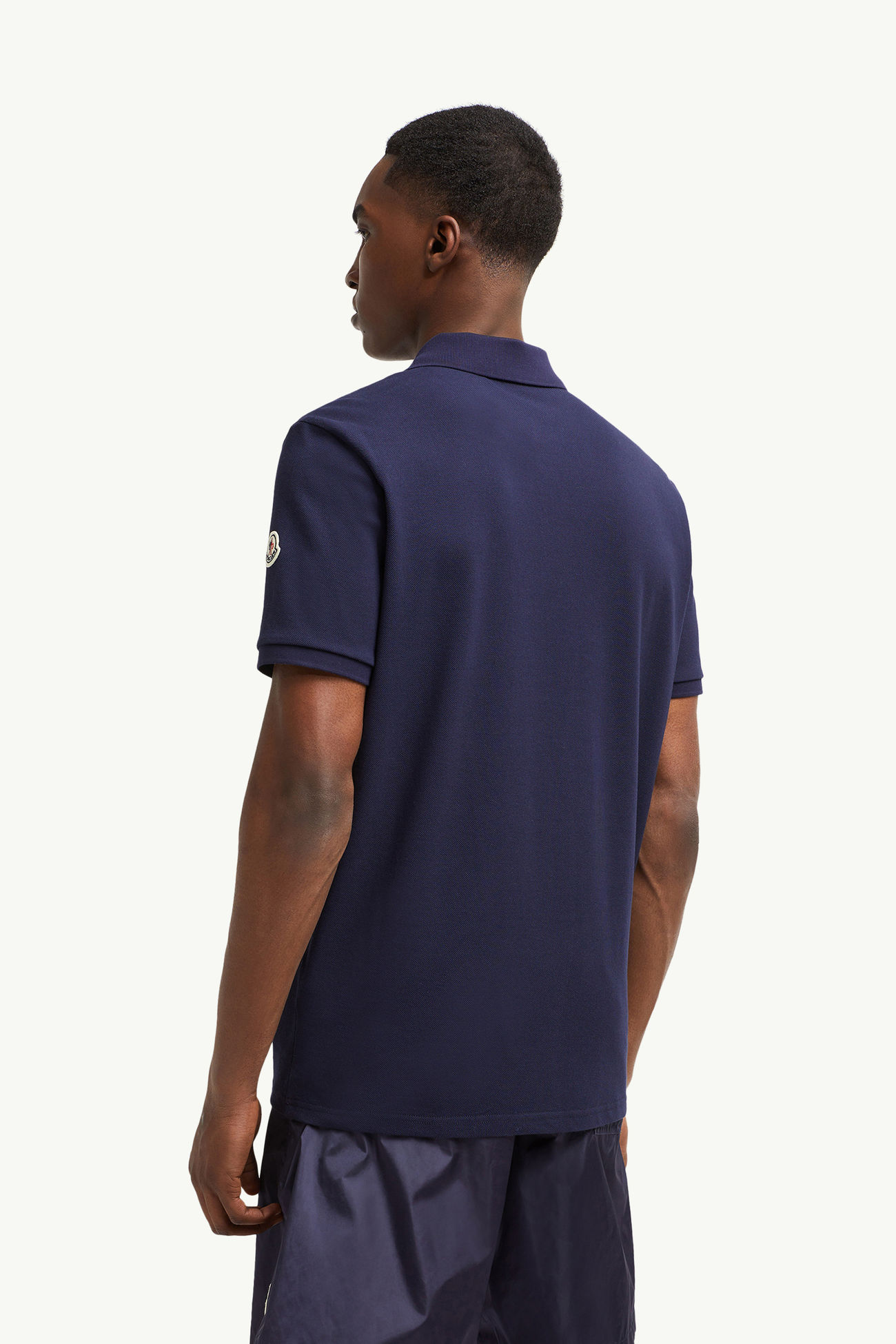 Shark Patch Cotton Piquet Polo Shirt Men Dark Blue Moncler 4
