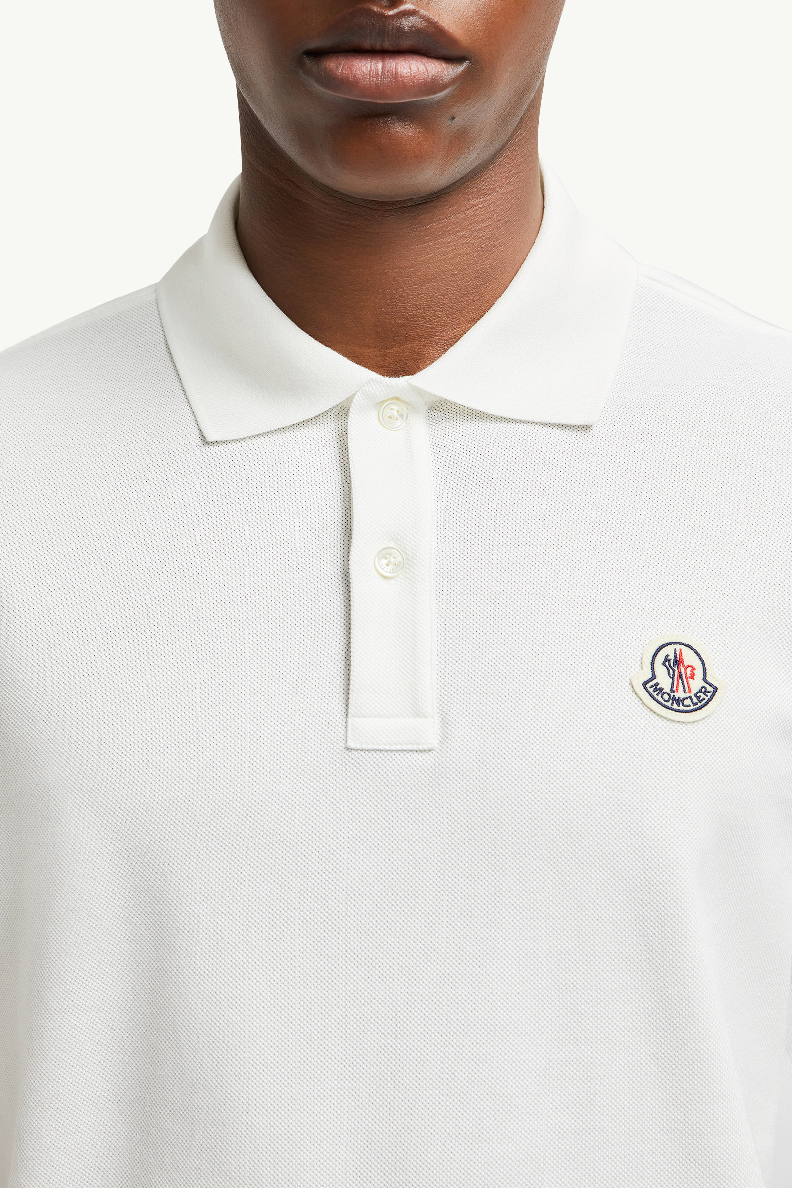 Striped Trim Cotton Piquet Polo Shirt Men White Moncler 5