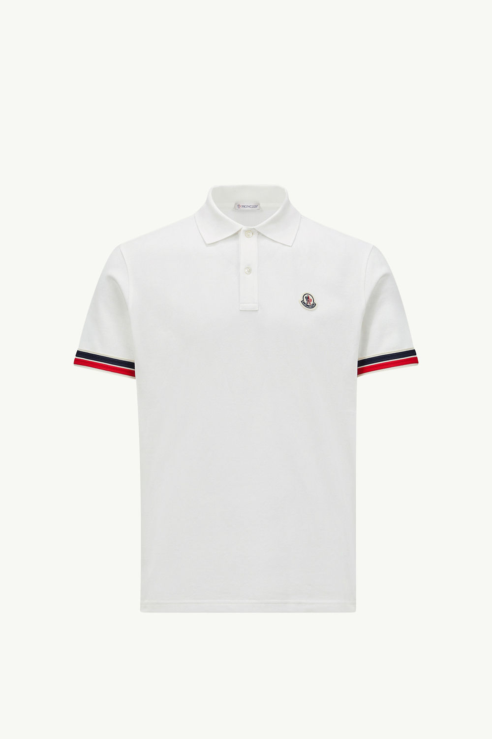 Polo en piqué de coton à bordure rayée Hommes Blanc Moncler 2