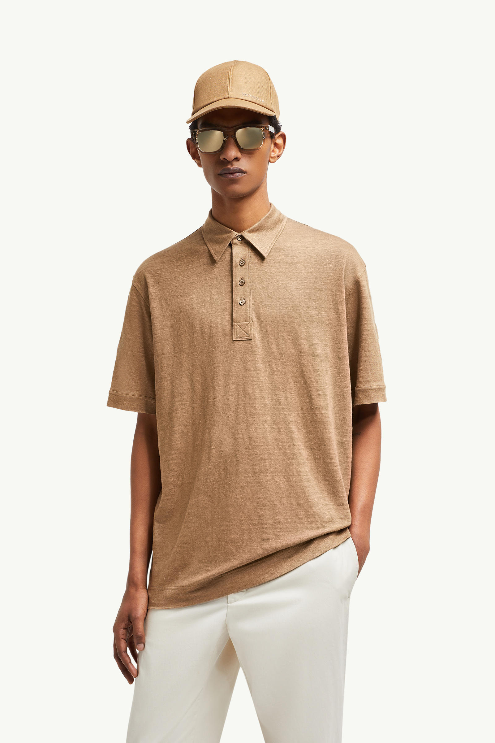 Polo de lino Hombre Beige Moncler 0