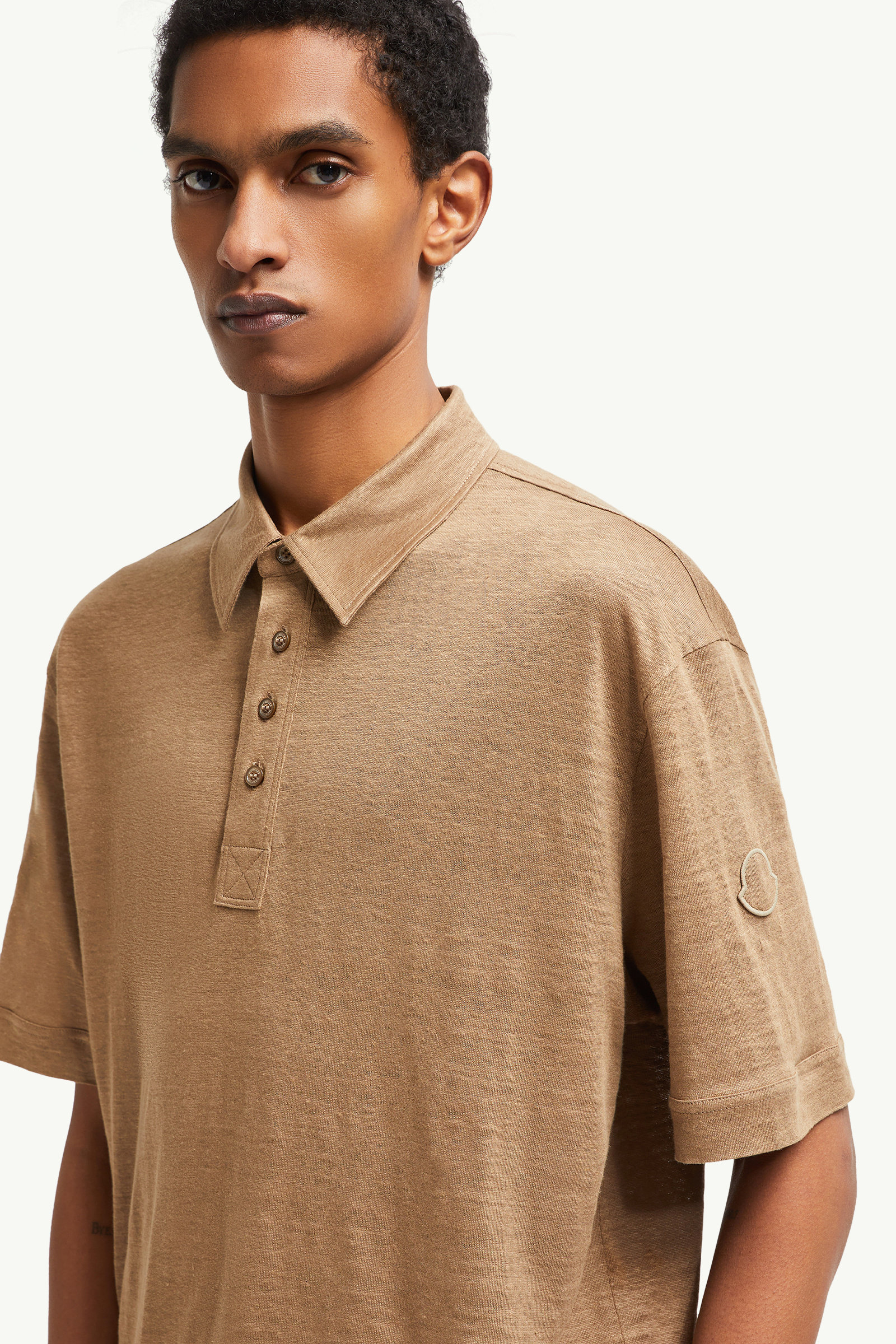 Poloshirt aus Leinen Herren Beige Moncler 1