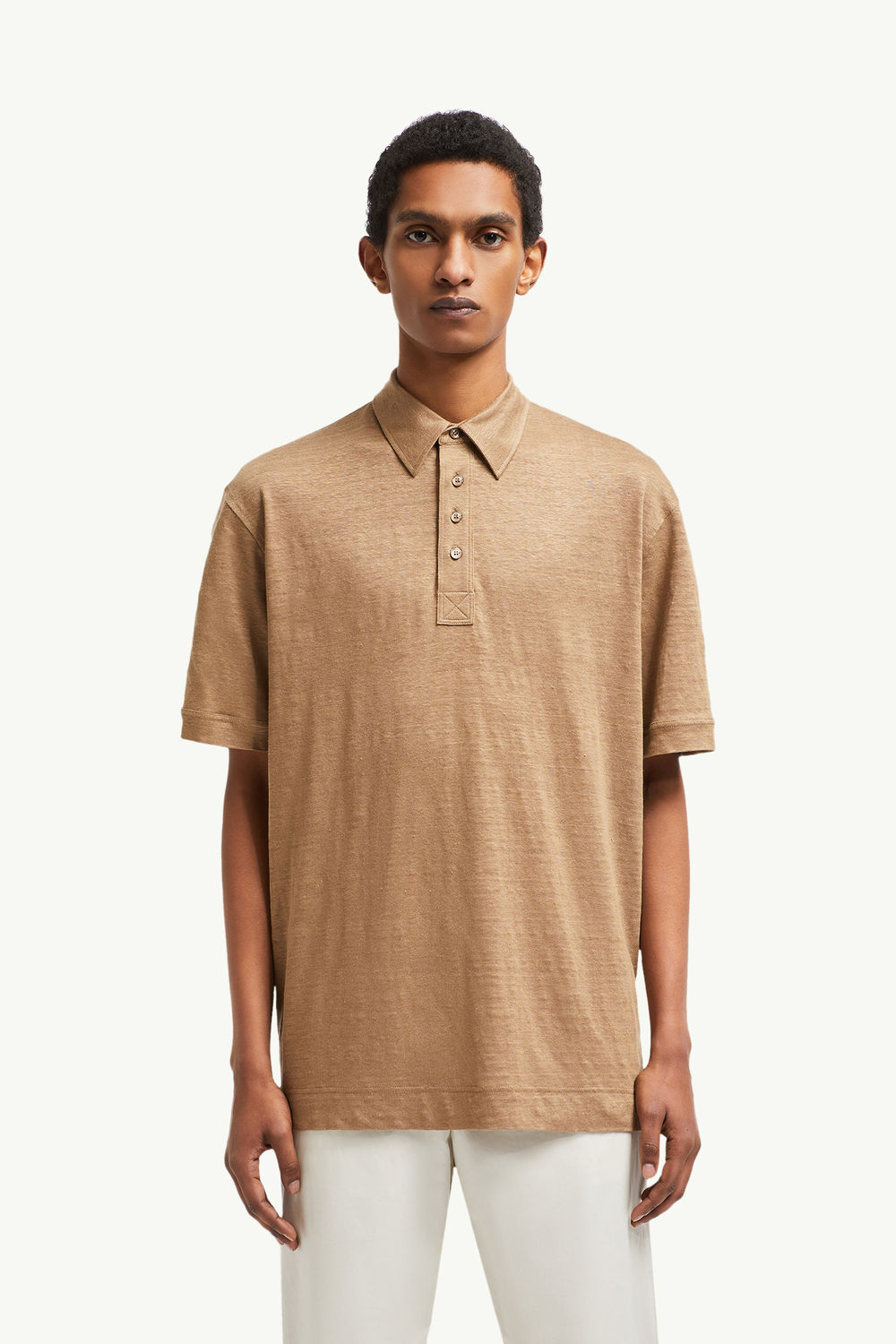 Poloshirt aus Leinen Herren Beige Moncler 3