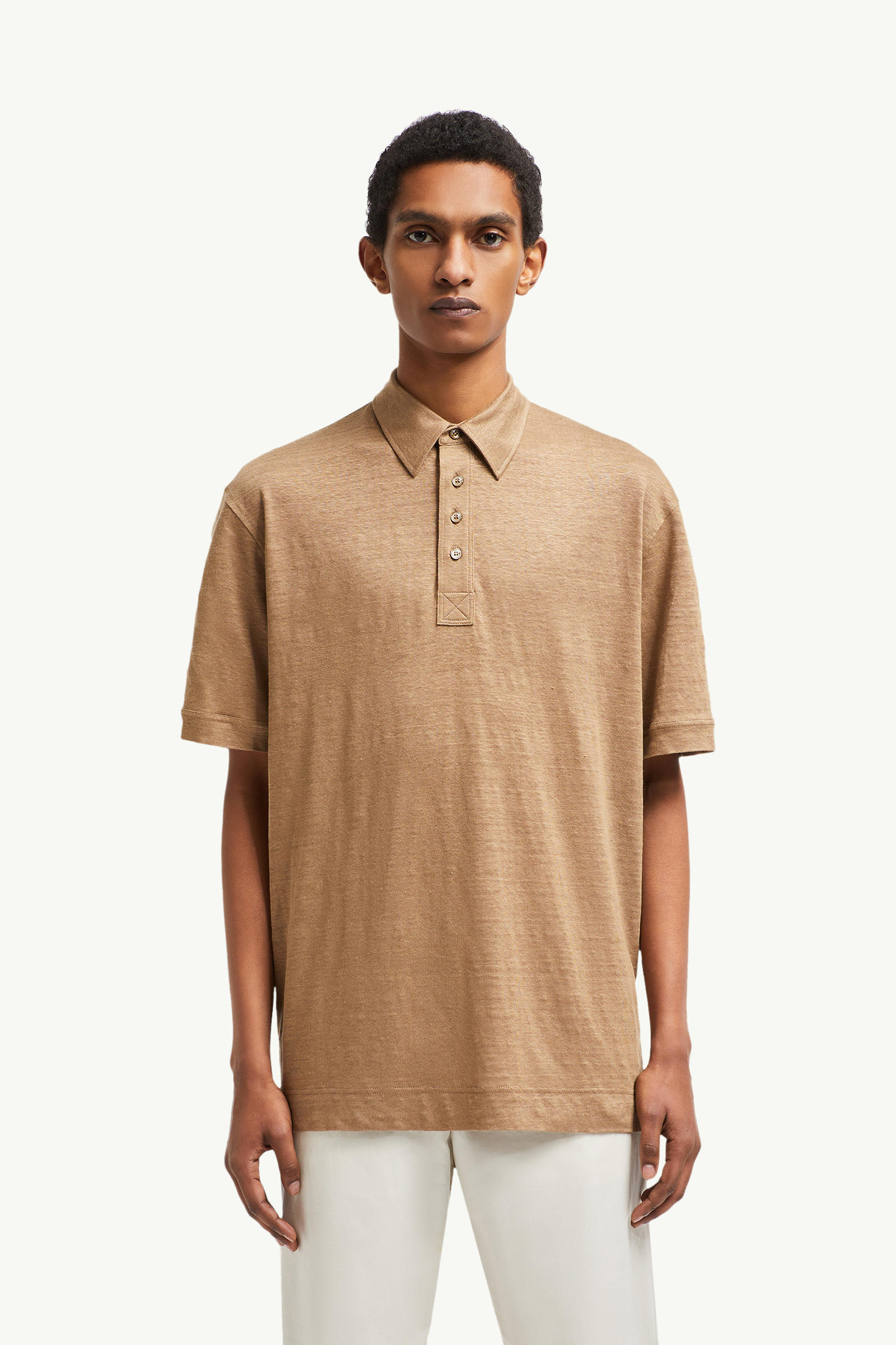 Poloshirt aus Leinen Herren Beige Moncler 3