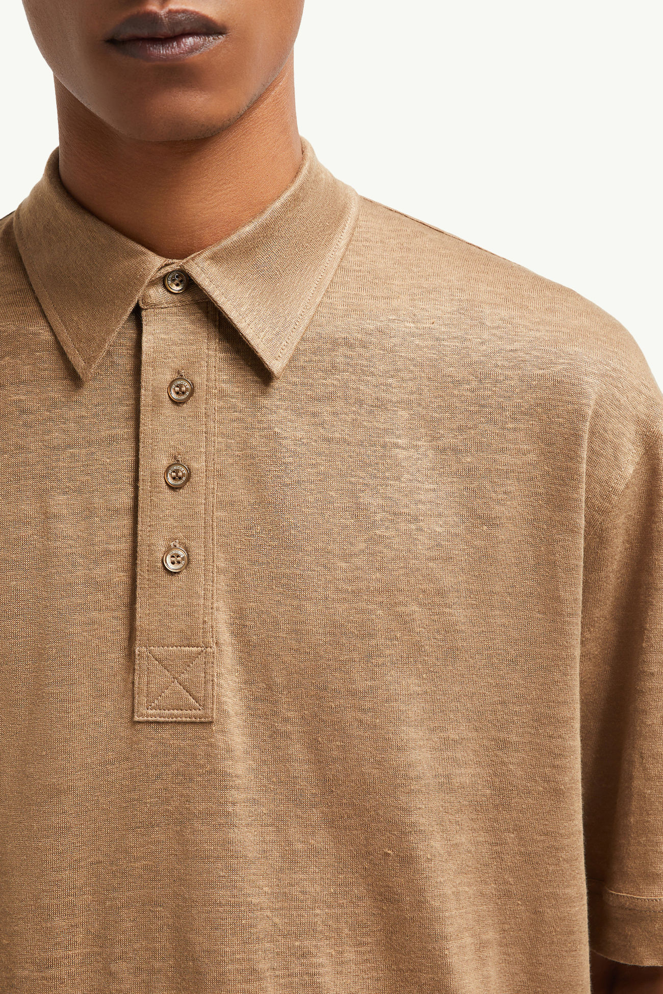 Linen Polo Shirt Men Beige Moncler 5