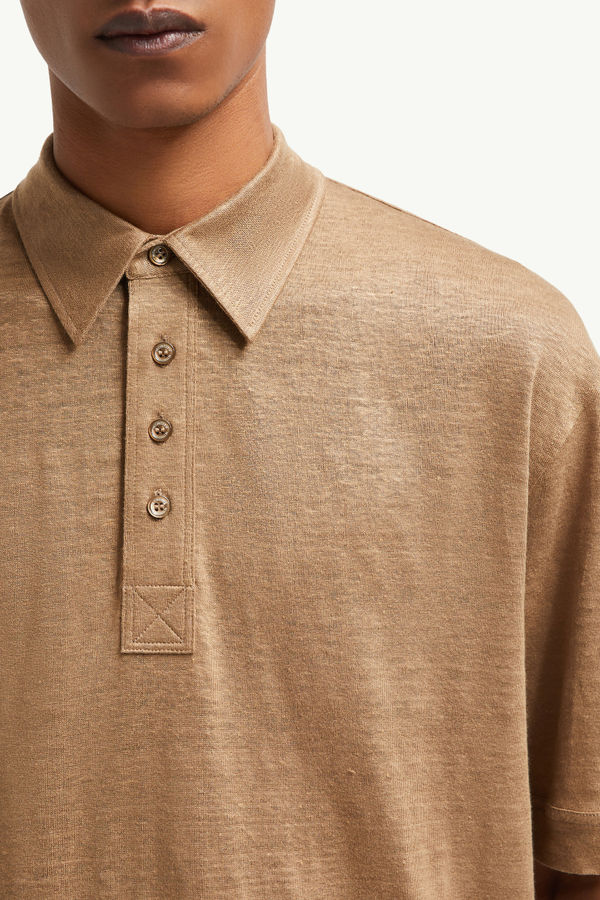 Linen Polo Shirt Men Beige Moncler 5