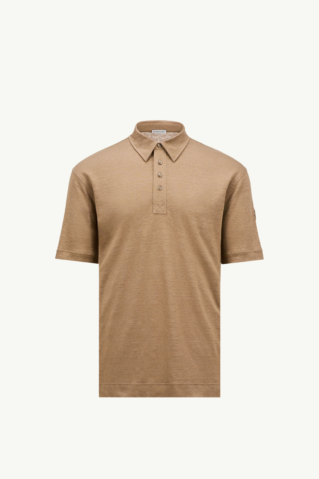Linen Polo Shirt Men Beige Moncler 2