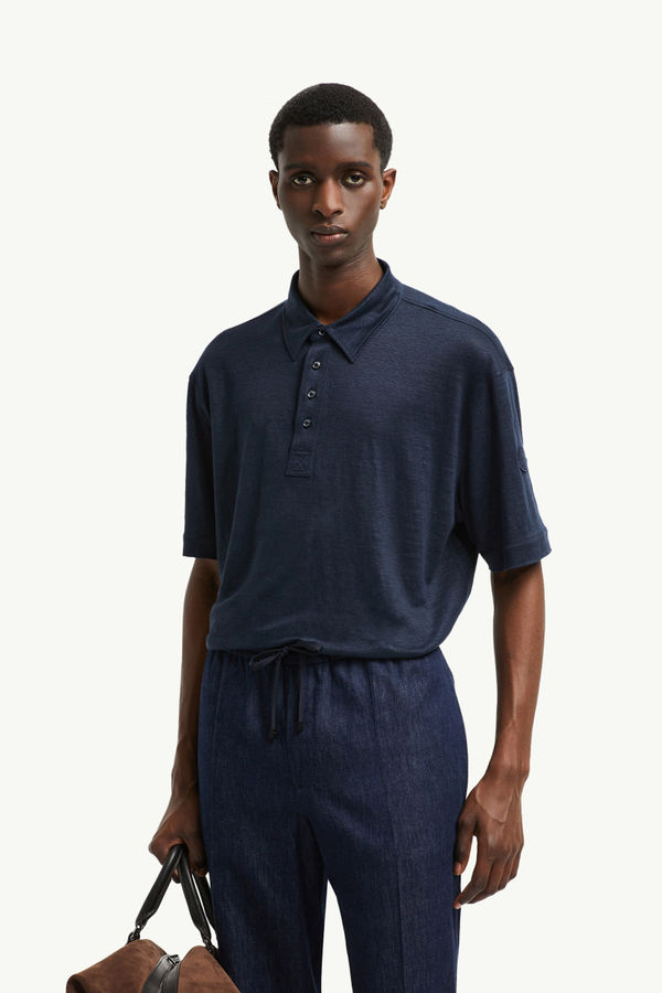Poloshirt aus Leinen Herren Dunkelblau Moncler 3