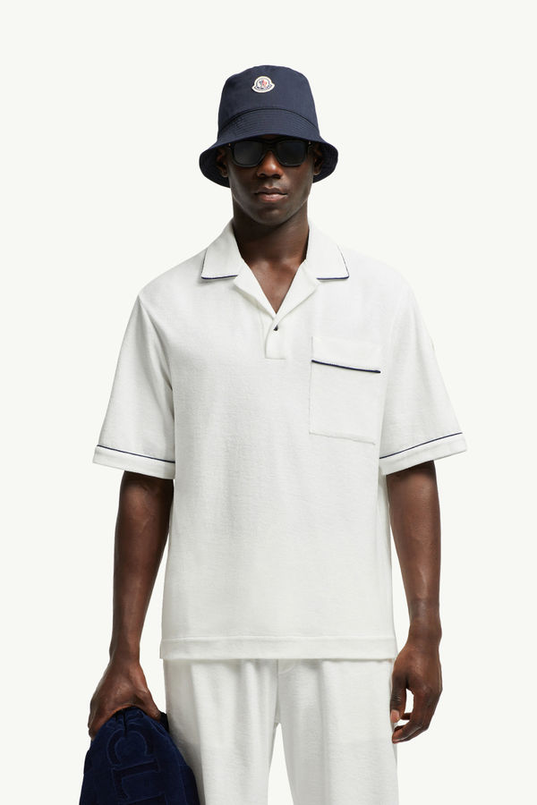 Cotton Terry Cloth Polo Shirt Men White Moncler 0