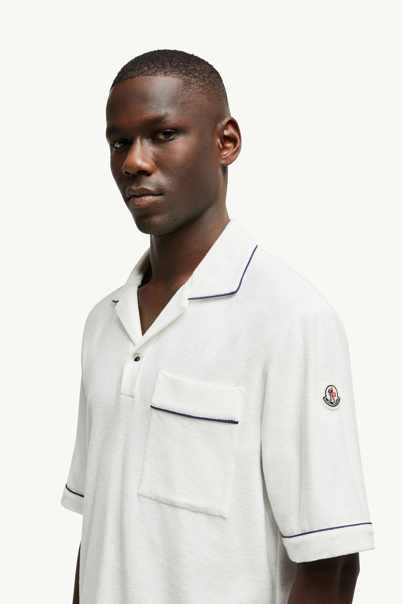 Cotton Terry Cloth Polo Shirt Men White Moncler 1