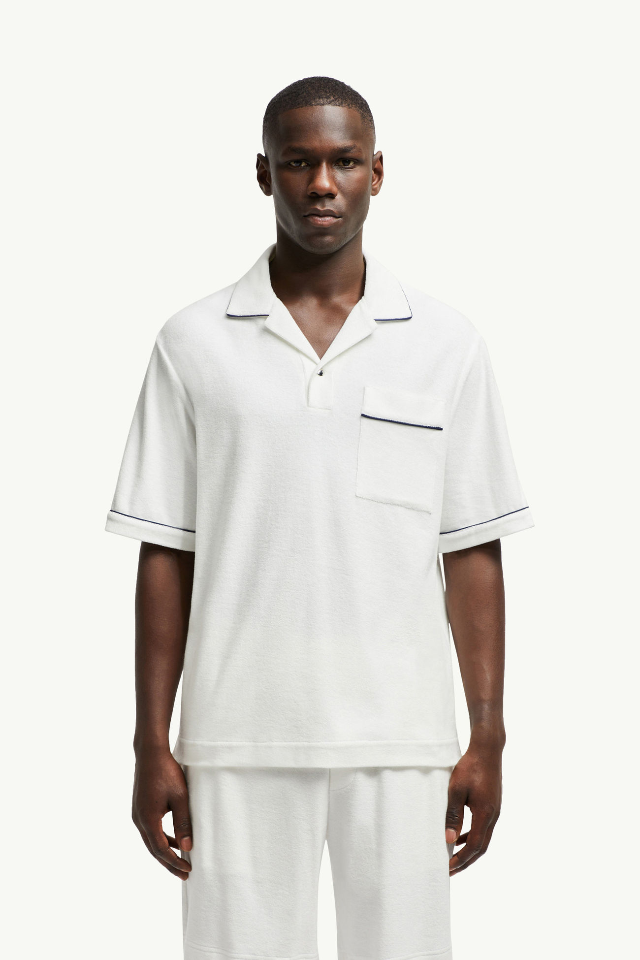 Cotton Terry Cloth Polo Shirt Men White Moncler 3
