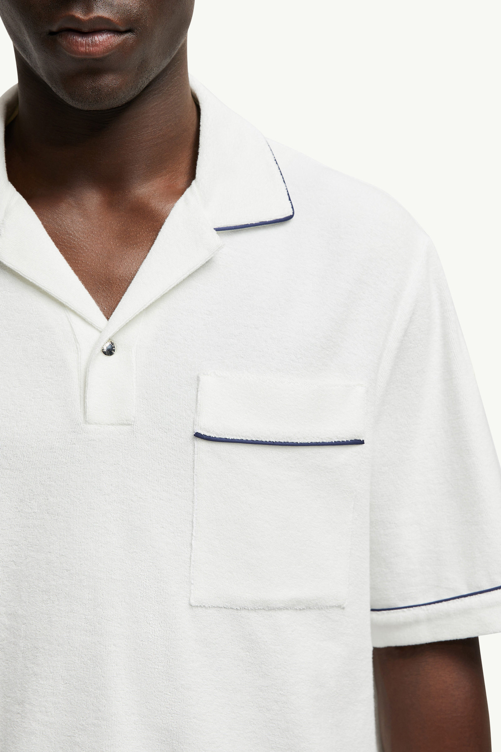 Cotton Terry Cloth Polo Shirt Men White Moncler 5