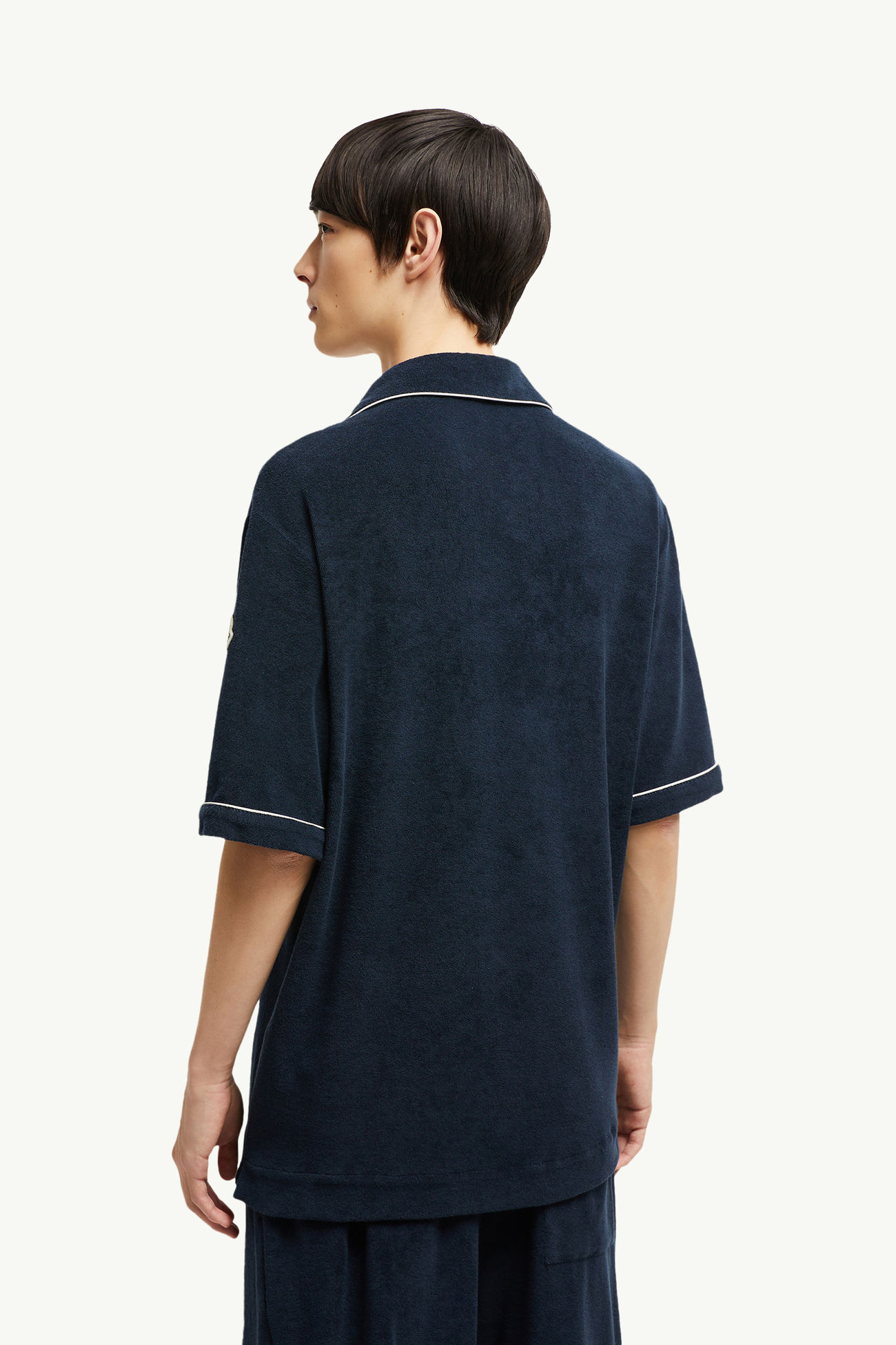 Cotton Terry Cloth Polo Shirt Men Navy Blue Moncler 4