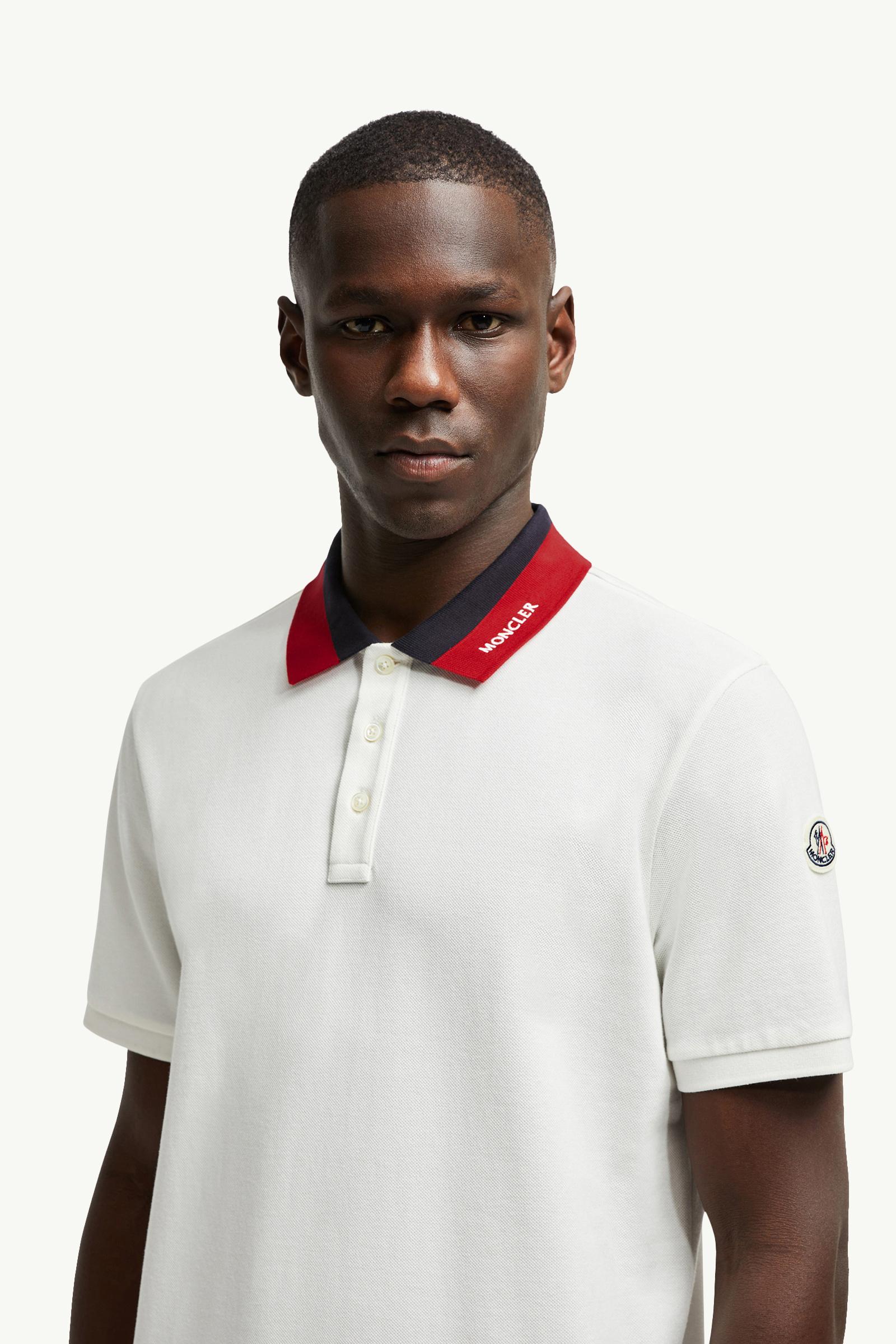 Polo in cotone piquet con logo ricamato Uomo Bianco Moncler 1