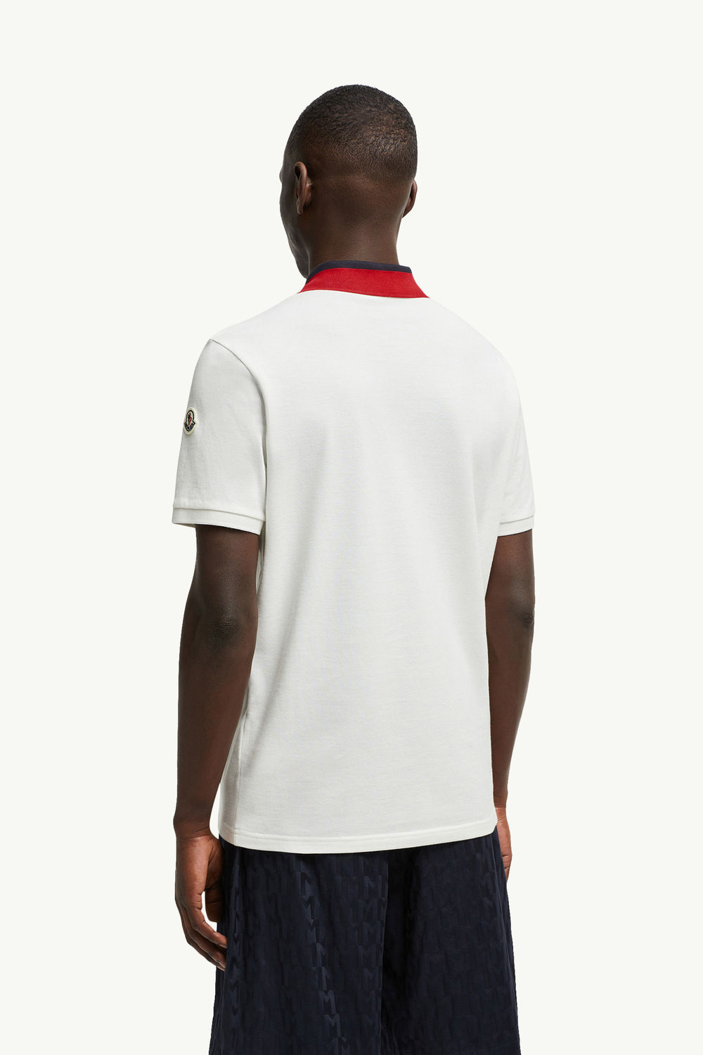 Embroidered Logo Cotton Piquet Polo Shirt Men White Moncler 4