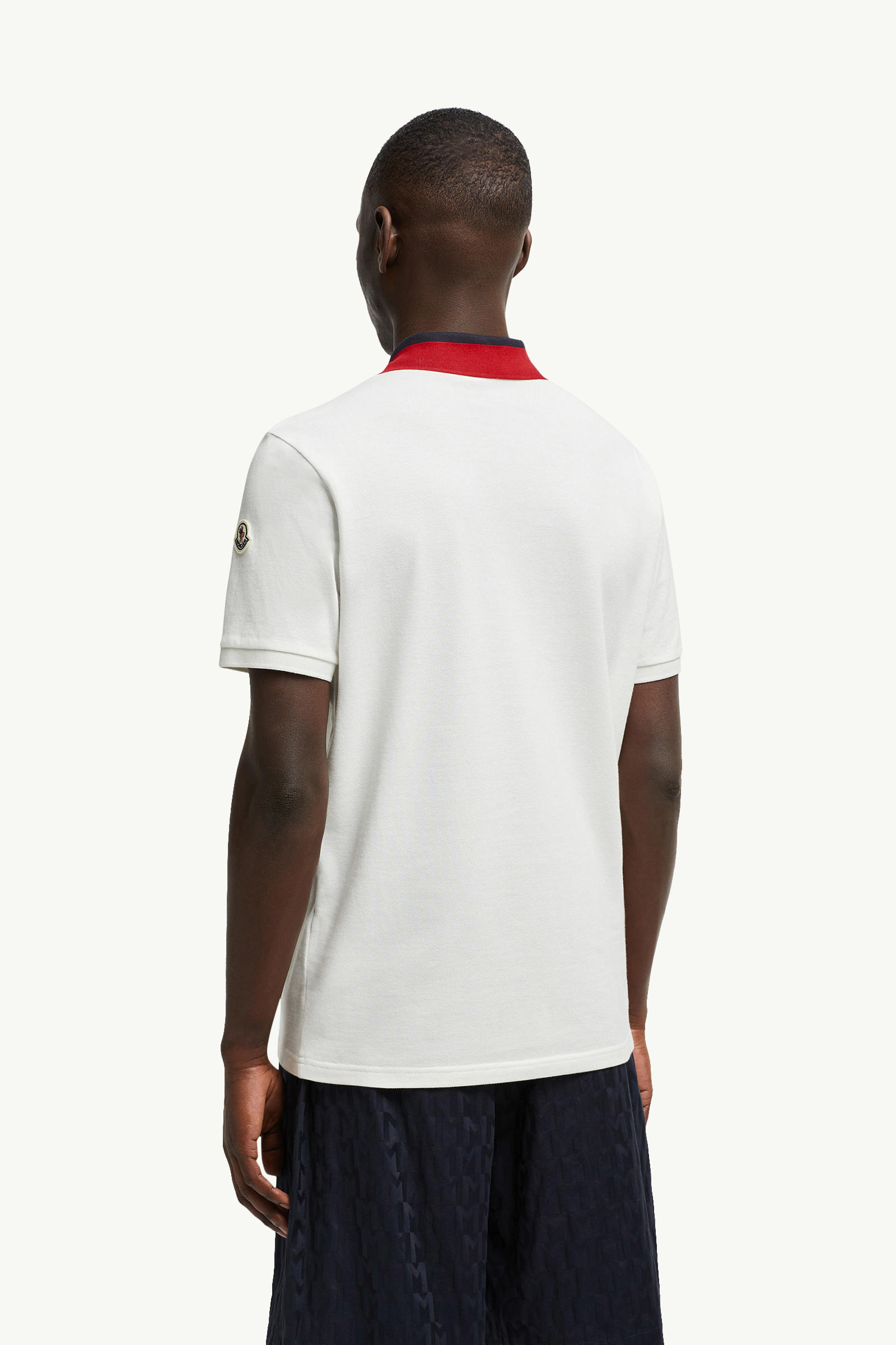 Polo in cotone piquet con logo ricamato Uomo Bianco Moncler 4