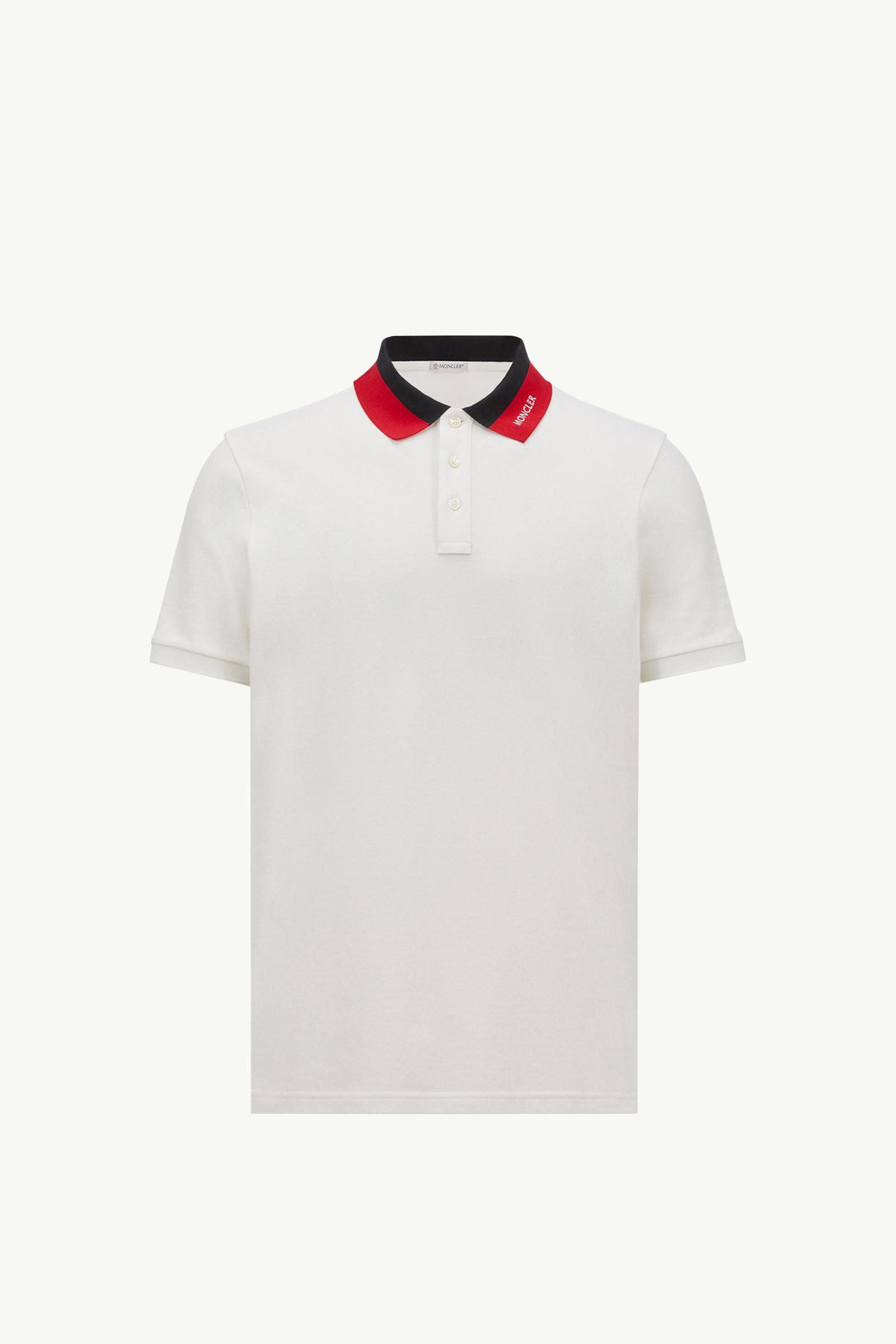MONCLER｜SHORT-SLEEVED PIQUE/COLLAR MONCLER Logo-Appliquéd Striped Cotton-Piqué Polo Shirt for