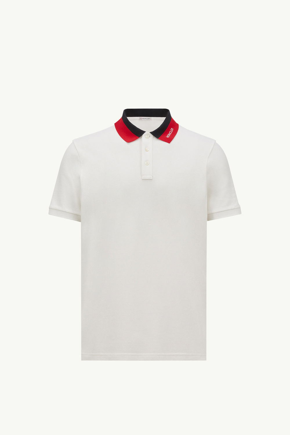 Embroidered Logo Cotton Piquet Polo Shirt Men White Moncler 2