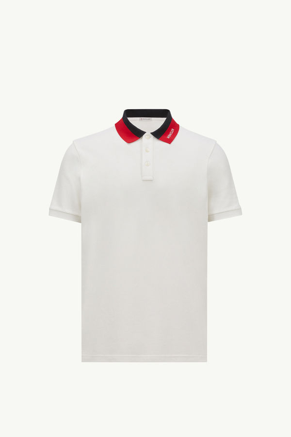 Embroidered Logo Cotton Piquet Polo Shirt Men White Moncler 2