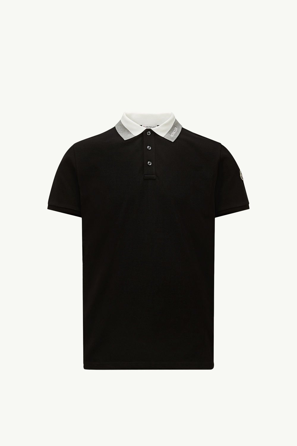 Embroidered Logo Cotton Piquet Polo Shirt Men Black Moncler 2