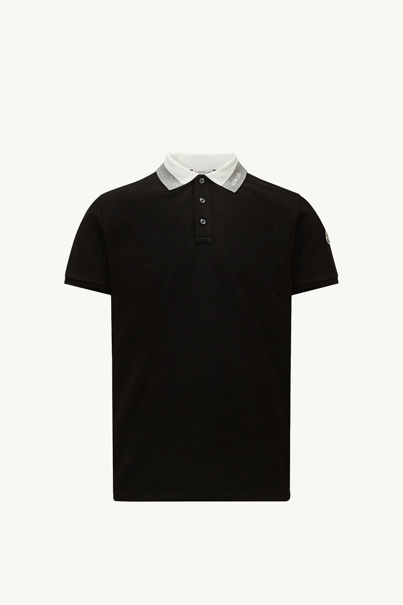 Embroidered Logo Cotton Piquet Polo Shirt Men Black Moncler 2