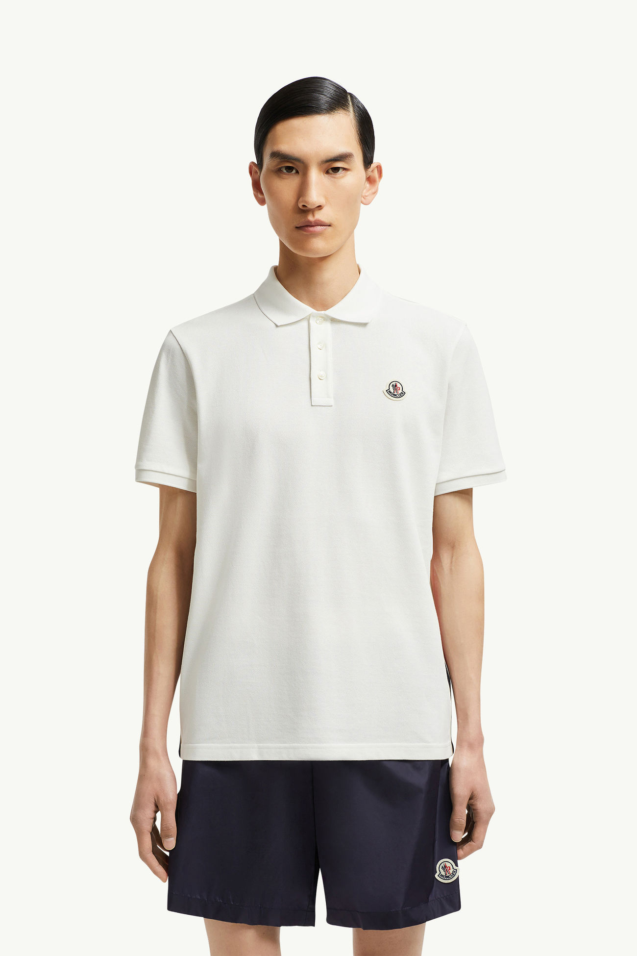 Striped Accent Cotton Piquet Polo Shirt Men White Moncler 3
