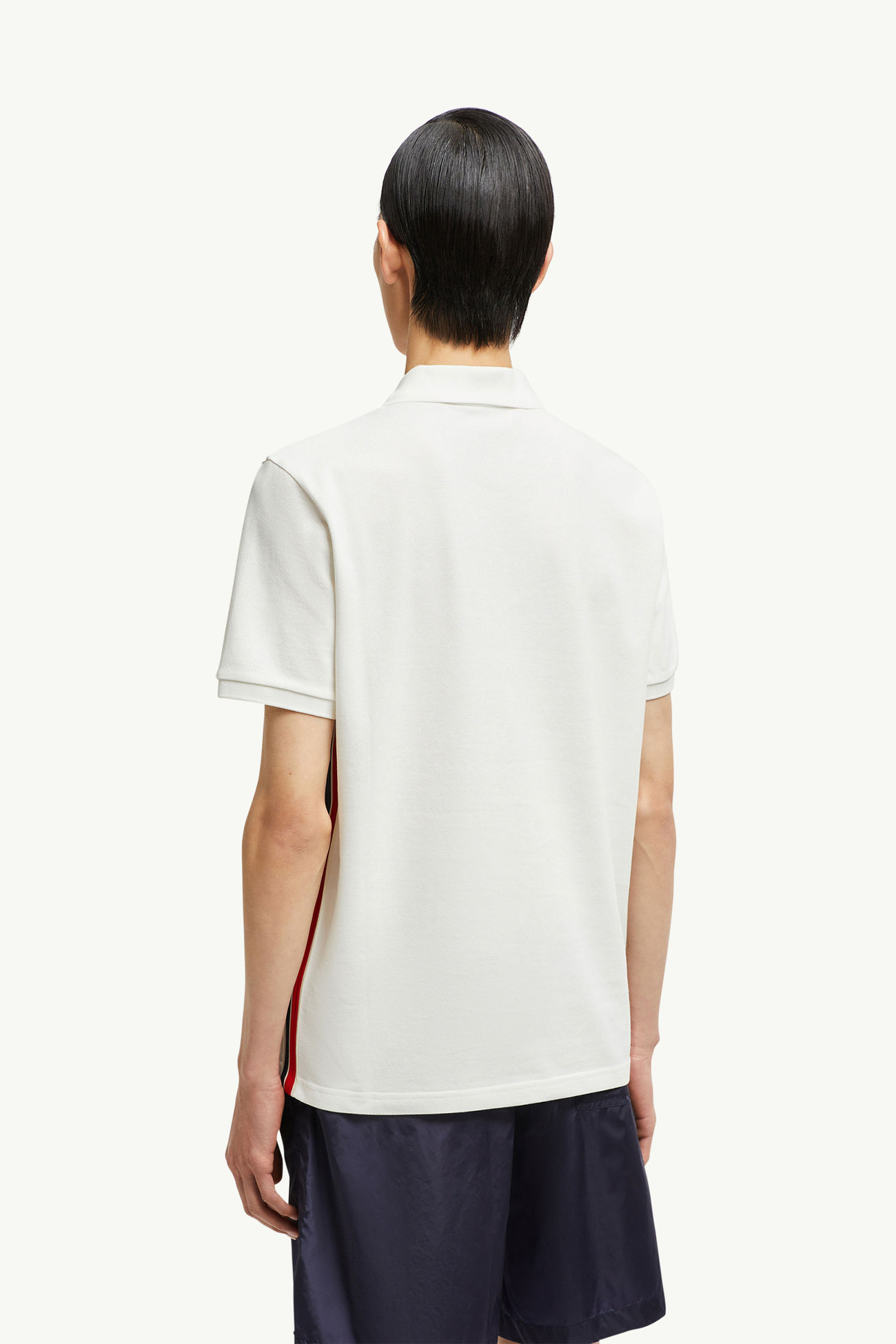 Striped Accent Cotton Piquet Polo Shirt Men White Moncler 4