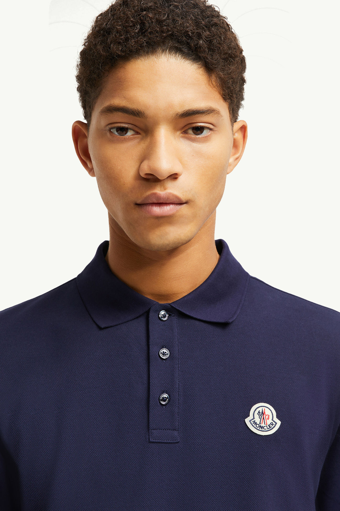 Poloshirt aus Baumwollpiqué mit gestreiften Akzenten Herren Dunkelblau Moncler 1