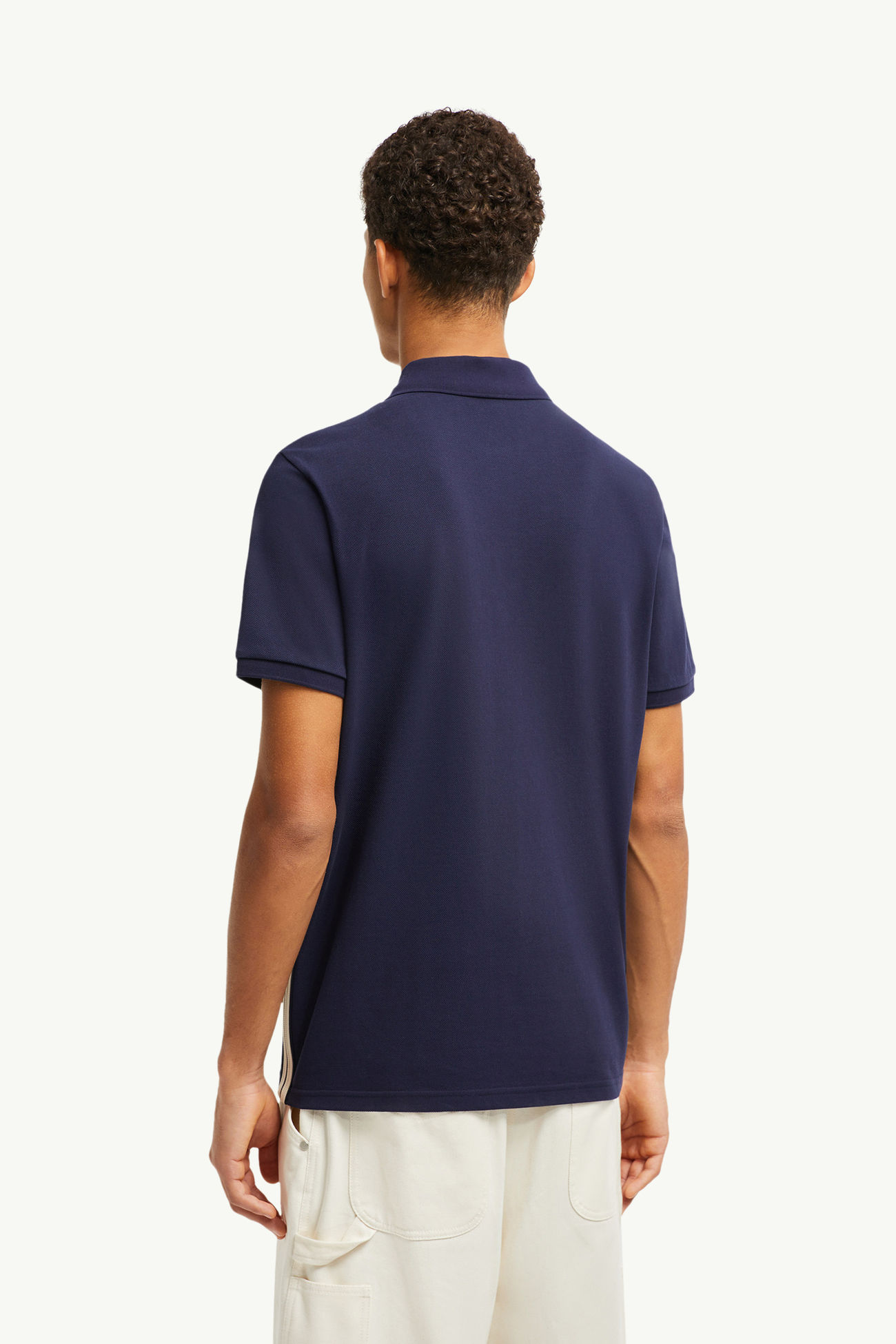 Poloshirt aus Baumwollpiqué mit gestreiften Akzenten Herren Dunkelblau Moncler 4