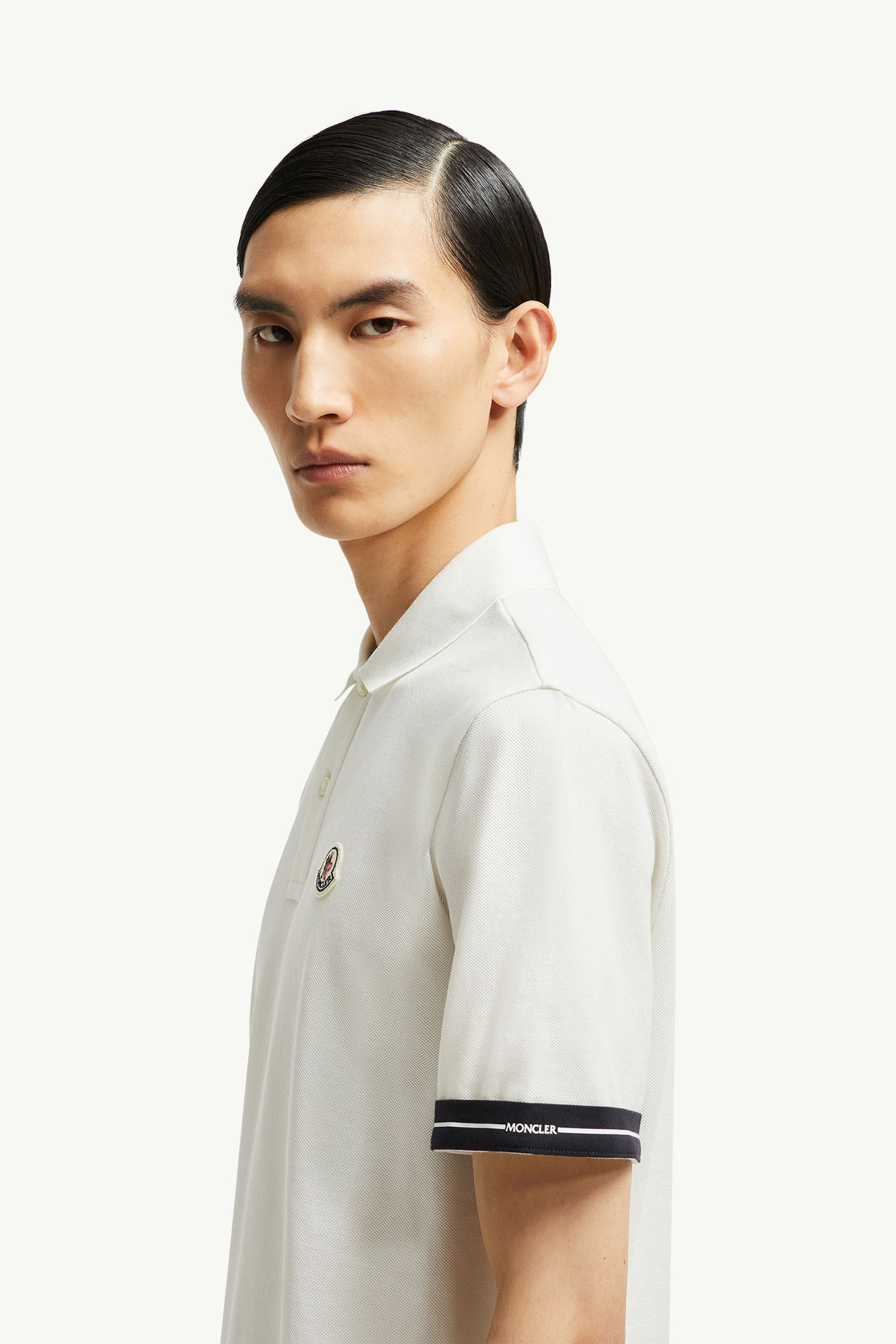 Logo Cotton Piquet Polo Shirt Men White Moncler 1